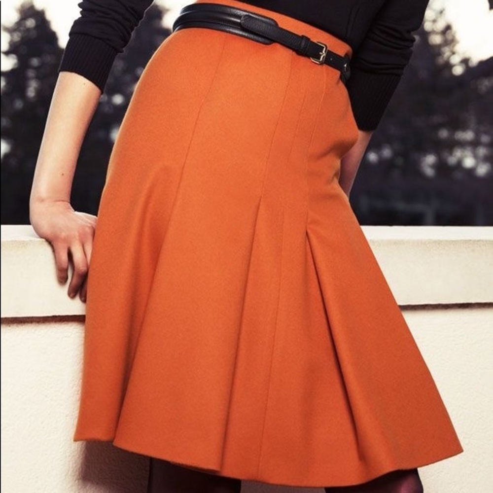 🚨Sold🚨Orange Suede Midi Skirt